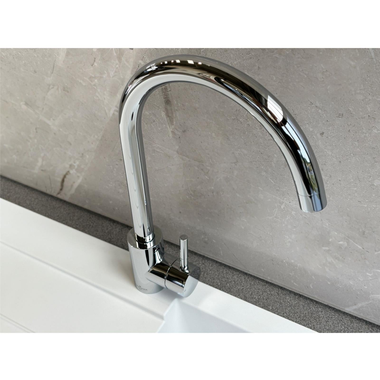 Reginox Taravo CH Single Lever Swan Neck Chrome Kitchen Mixer Tap